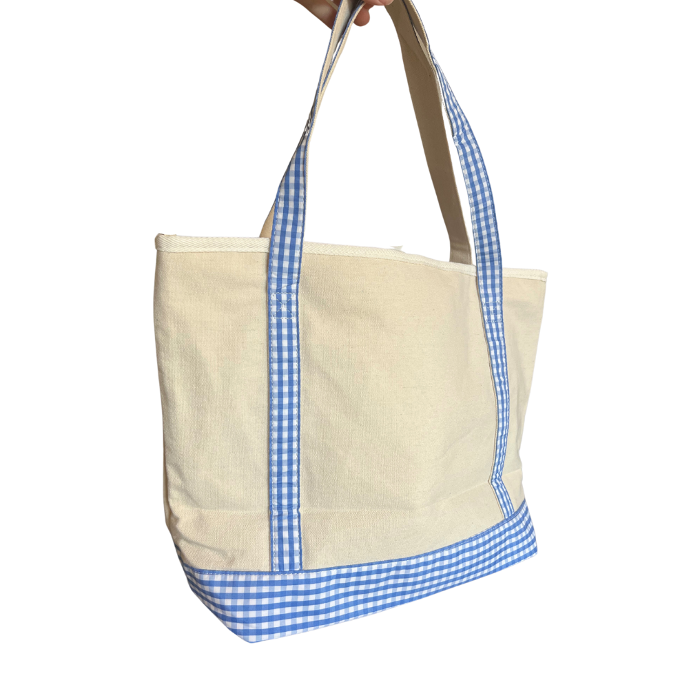 Canvas Tote Bag Blue Gingham
