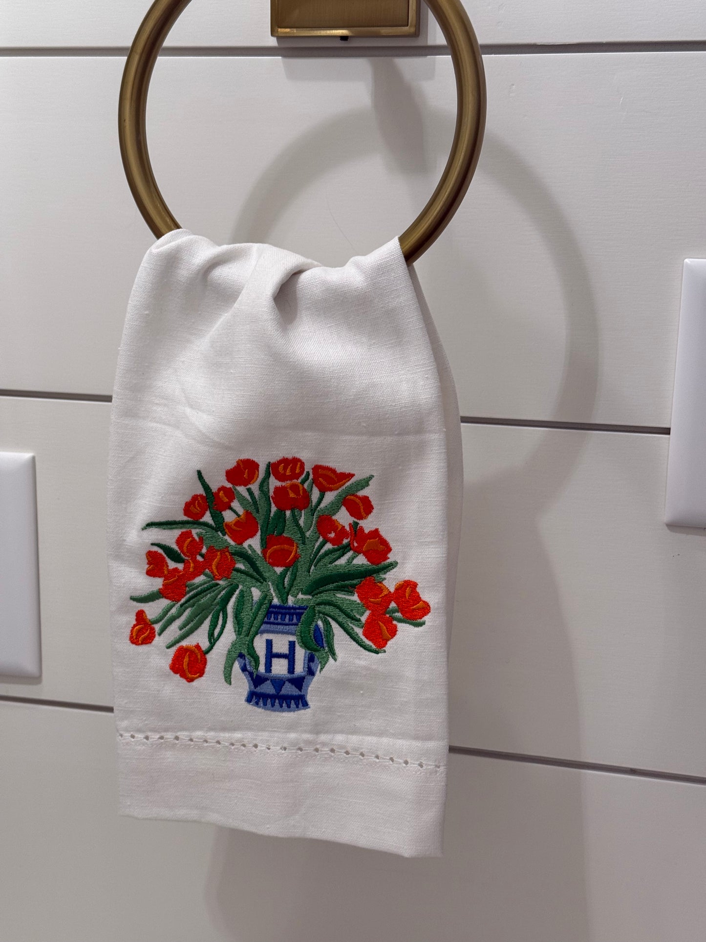 Heirloom Floral Monogram Hand Towel