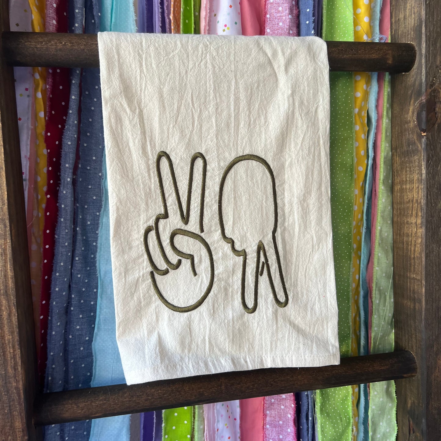 Peace Up A-town Down Tea Towel