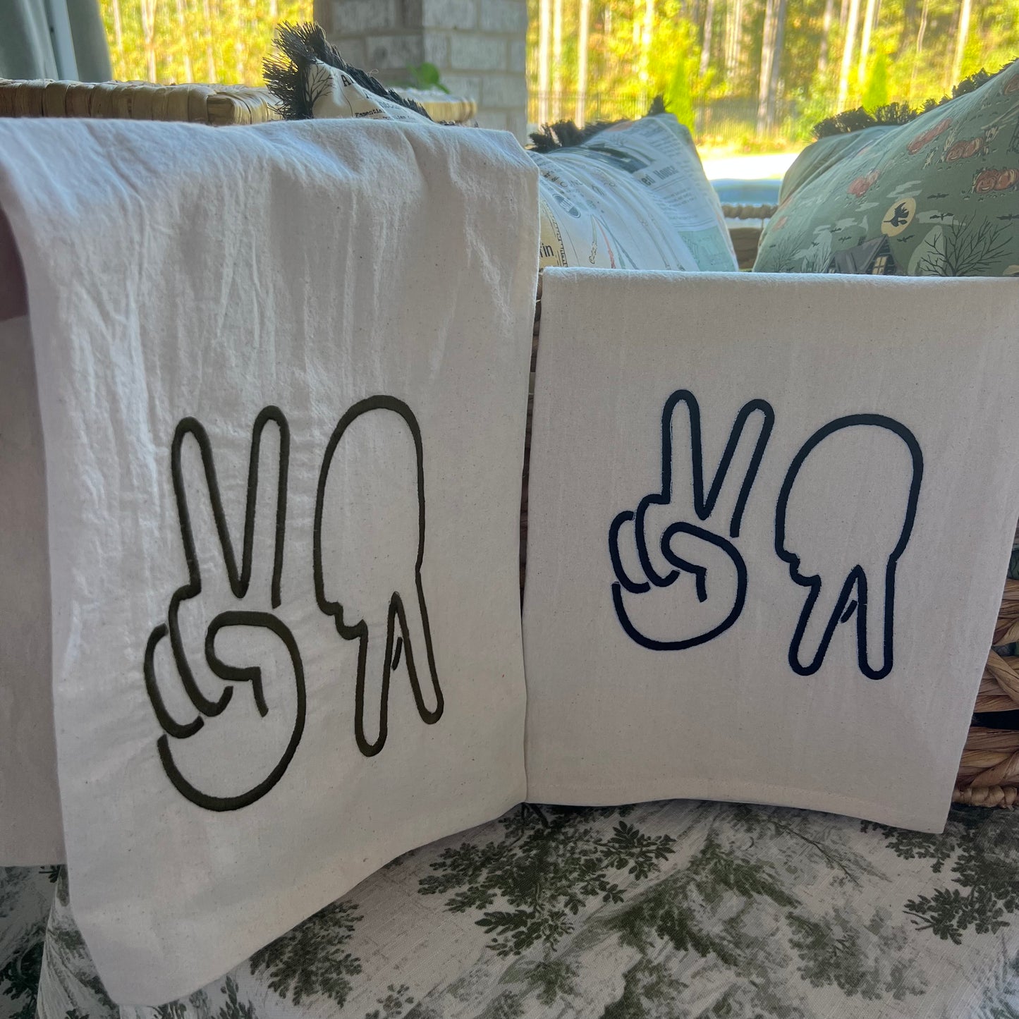 Peace Up A-town Down Tea Towel
