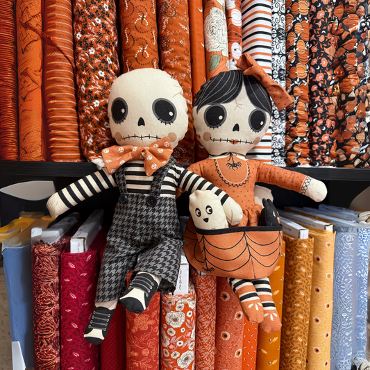 Mr. and Mrs.Skelly Handmade Halloween Dolls