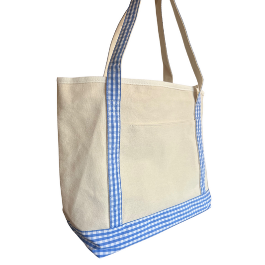 Canvas Tote Bag Blue Gingham