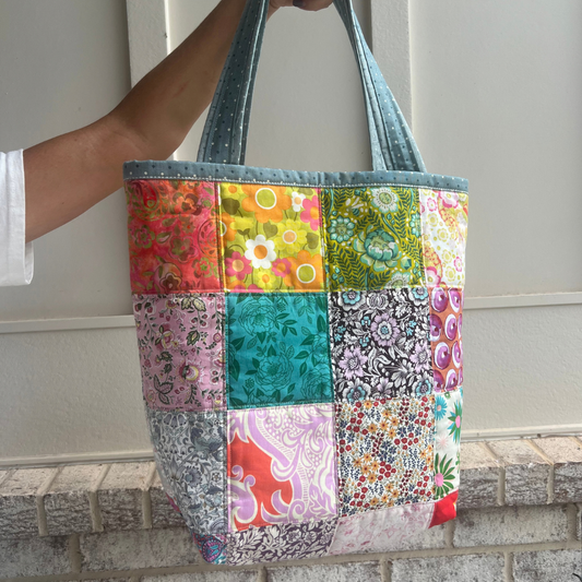 Colorful Patchwork Carry All Tote Bag