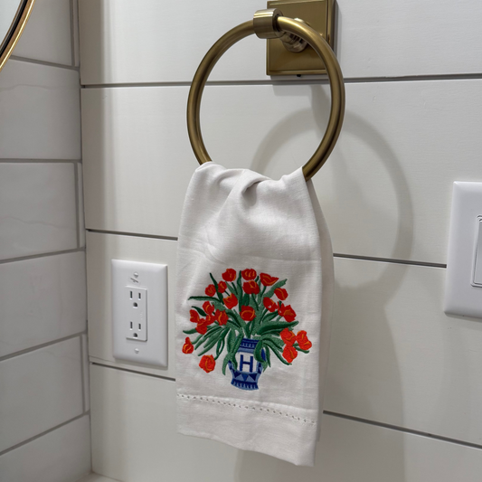 Heirloom Floral Monogram Hand Towel