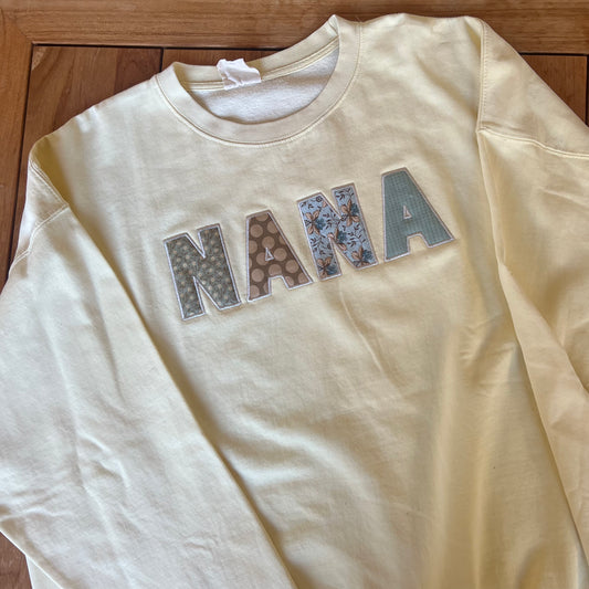 "Whats Your Name" Nana Applique Sweatshirt